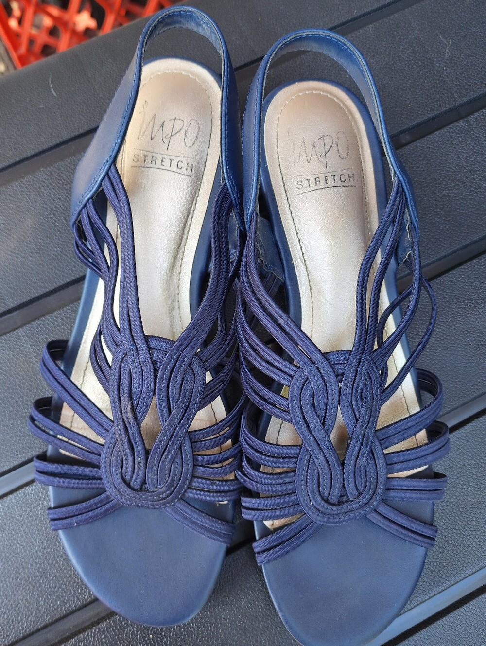 Impo Navy Blue Braided Strappy Slingback Sandals